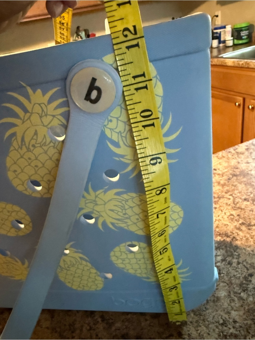 Baby (medium) big bag. Pineapple Print Tote - Light Blue - Picture 4 of 6
